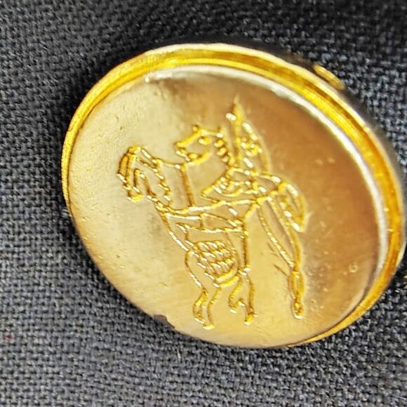 Burberry London Mens Suit Jacket 100% Wool Gold Button Dark Navy 46 Long FLAW - Picture 3 of 9